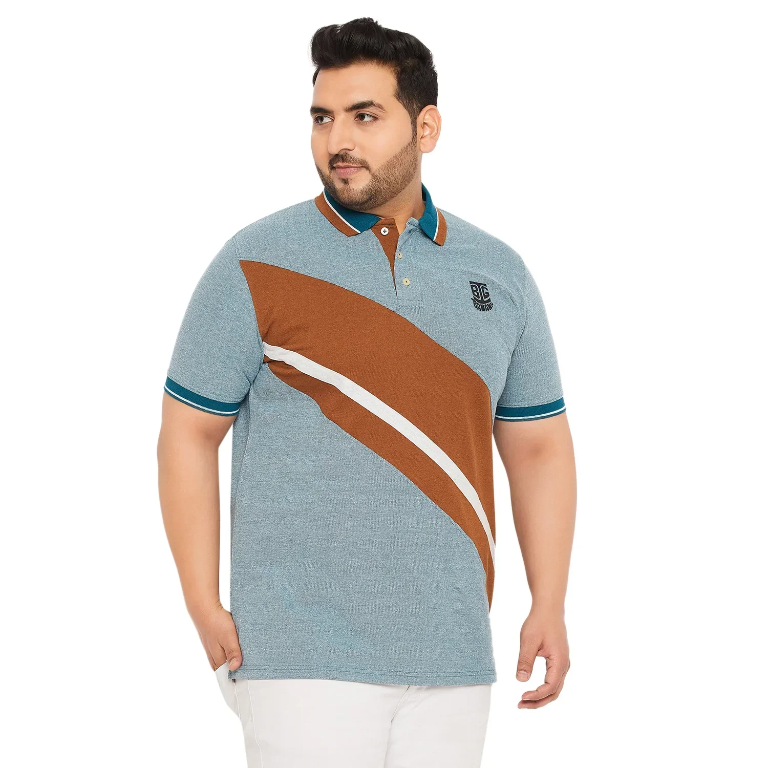 Men Plus Size Endy Colorblock Polo Tshirt - Image 4