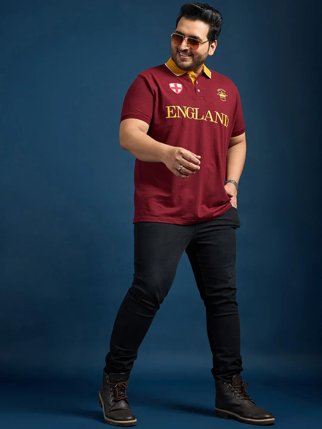 Men Plus Size England Printed Polo Tshirt