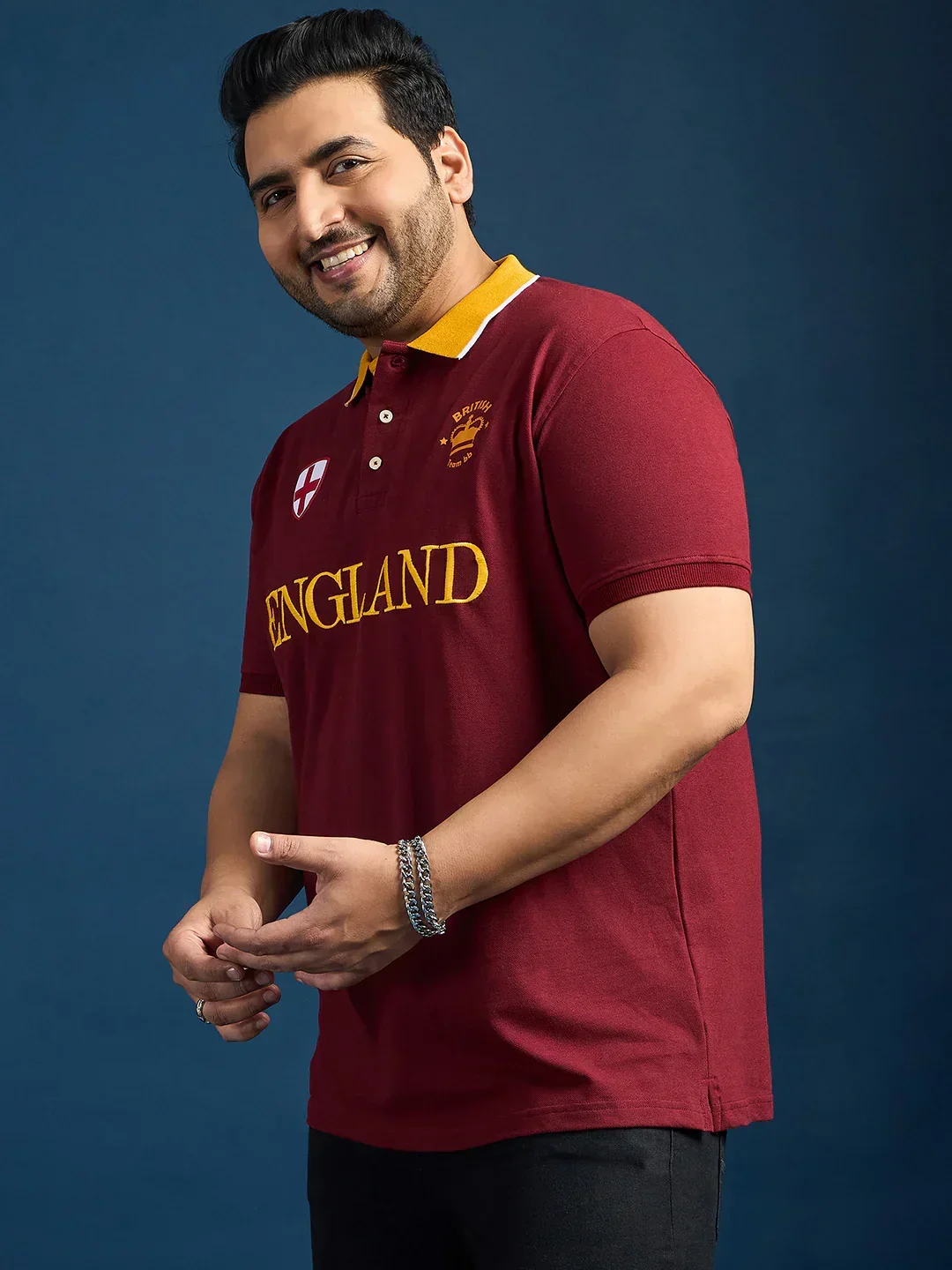 Men Plus Size England Printed Polo Tshirt - Image 3