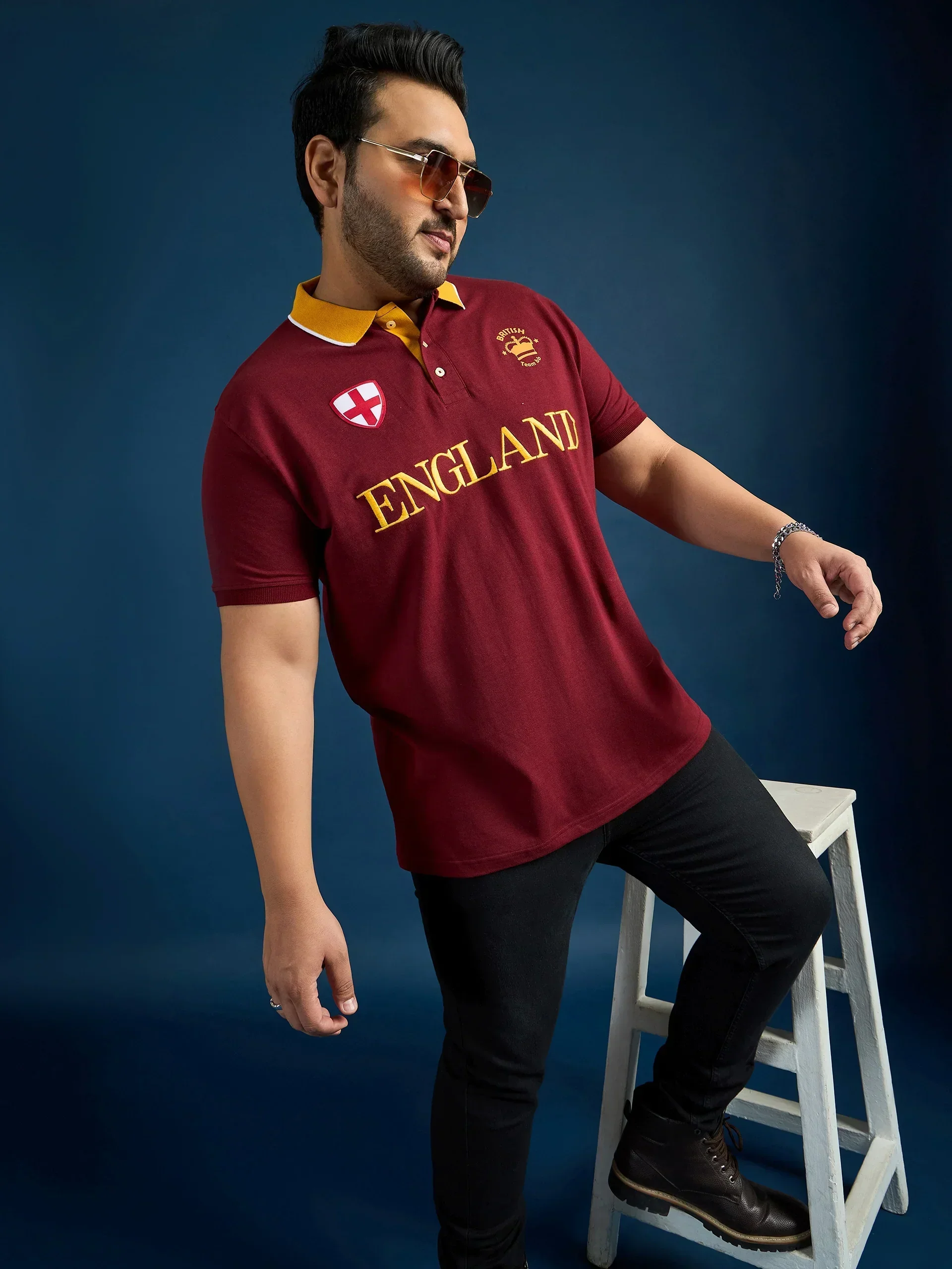 Men Plus Size England Printed Polo Tshirt - Image 7