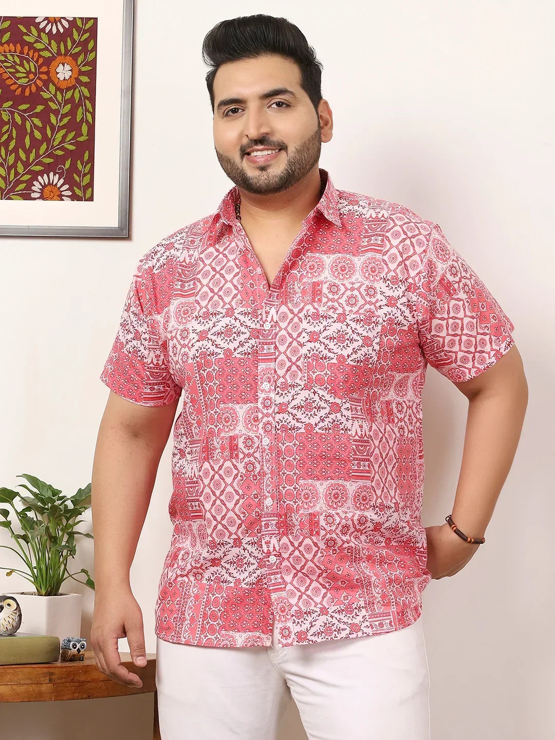Men Plus Size Enstiq Multicolor Printed Shirt - Image 2