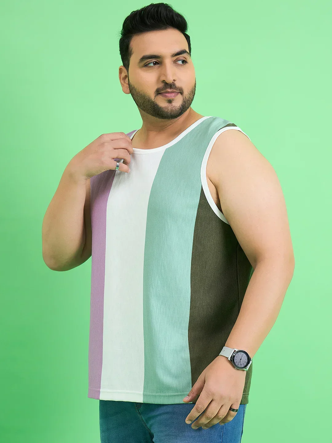 Men Plus Size Epicure Multicolor Colorblock Vest - Image 3