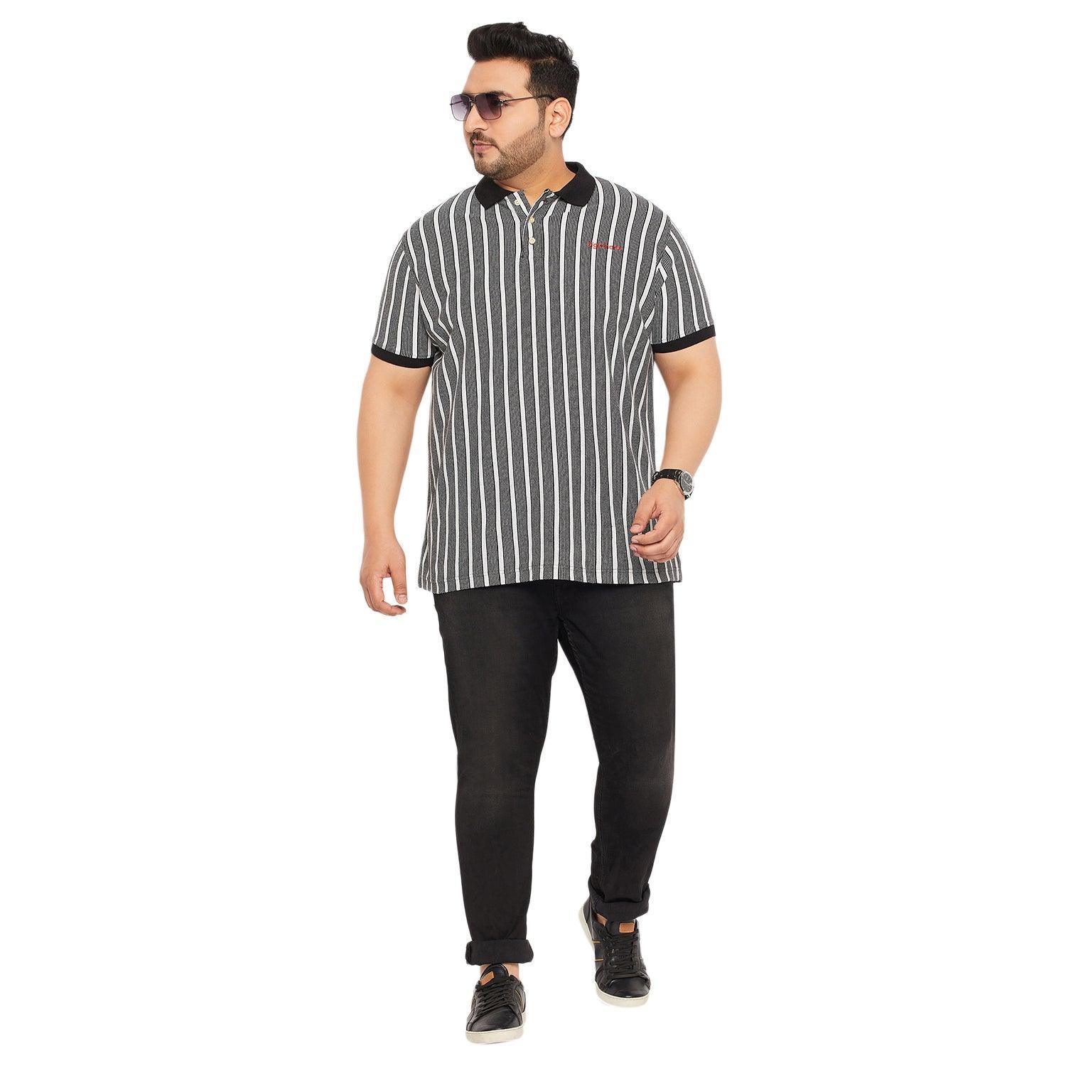 Men Plus Size Erin Striped Polo Tshirt - Image 2