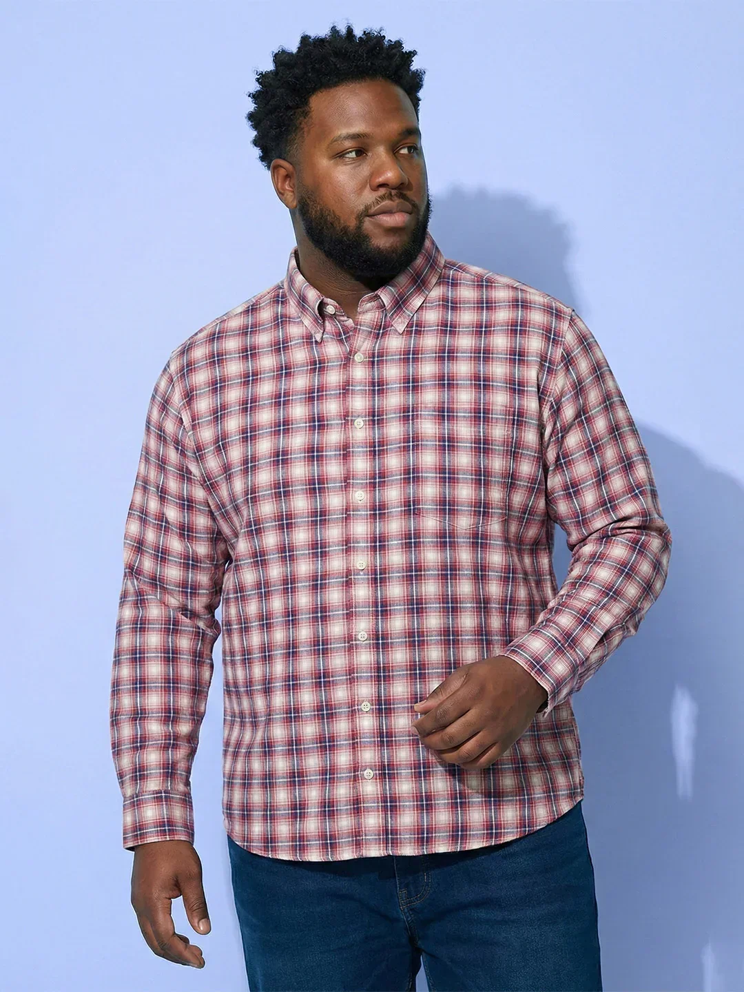 Men Plus Size Eruption Multicolor Checkered Casual Shirt - Image 2