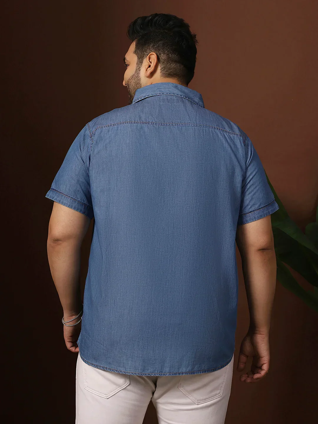 Men Plus Size Estonia Blue Solid Shirt - Image 6