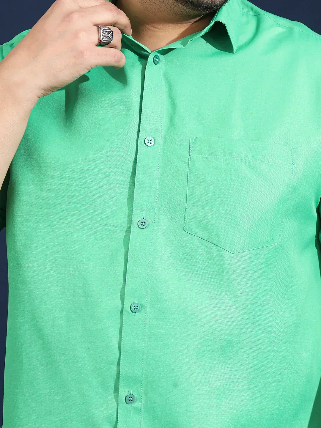 Men Plus Size Ethan-Light Green Light Green Solid Shirt - Image 7