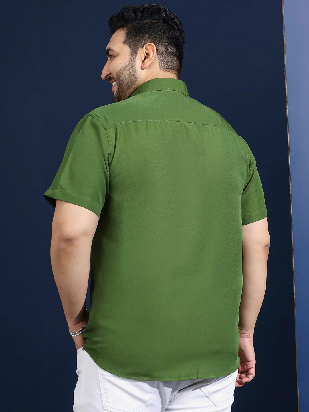Men Plus Size Ethan-Olive Olive Solid Shirt - Image 6