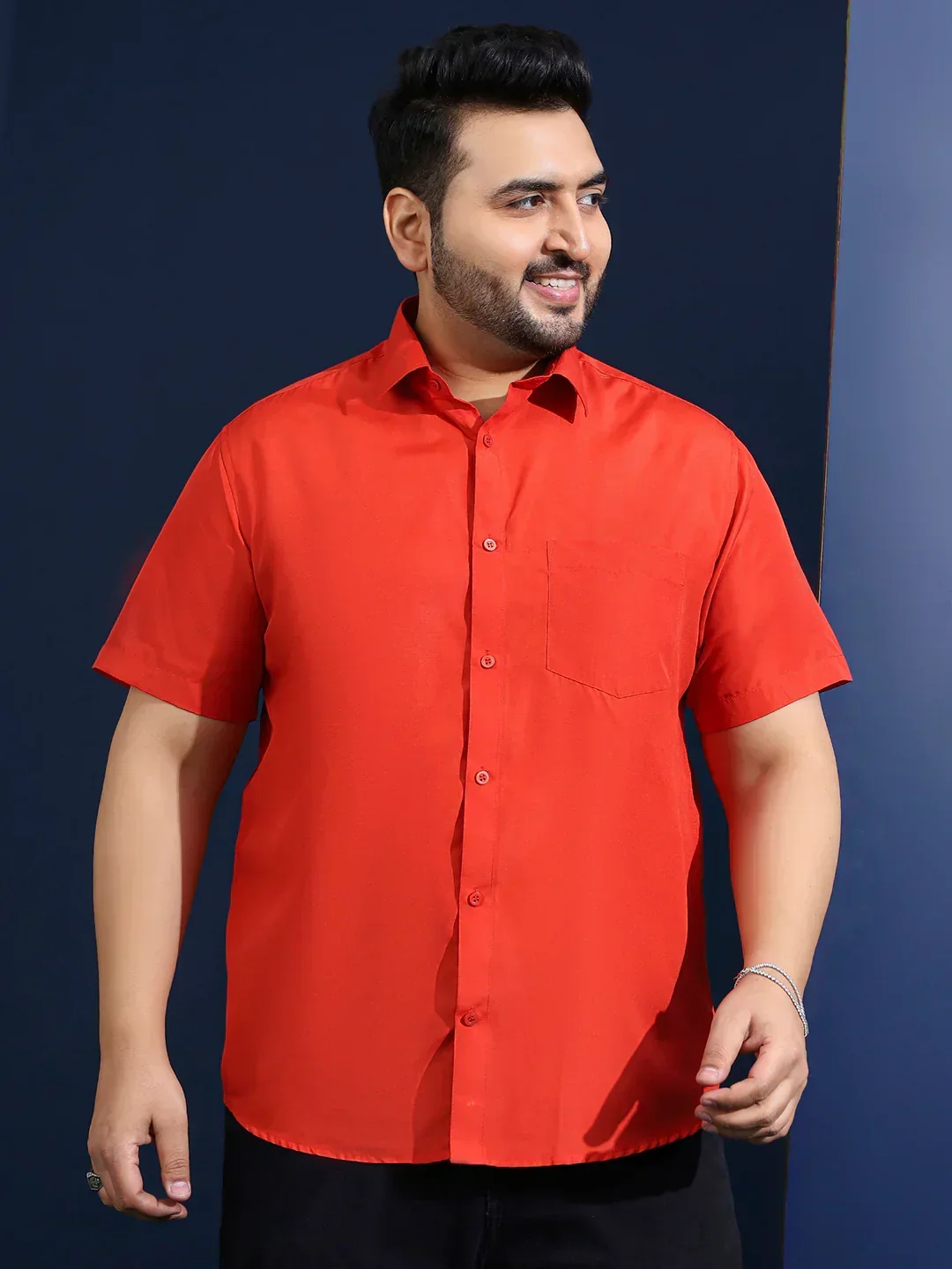 Men Plus Size Ethan-Orange Orange Solid Shirt - Image 2