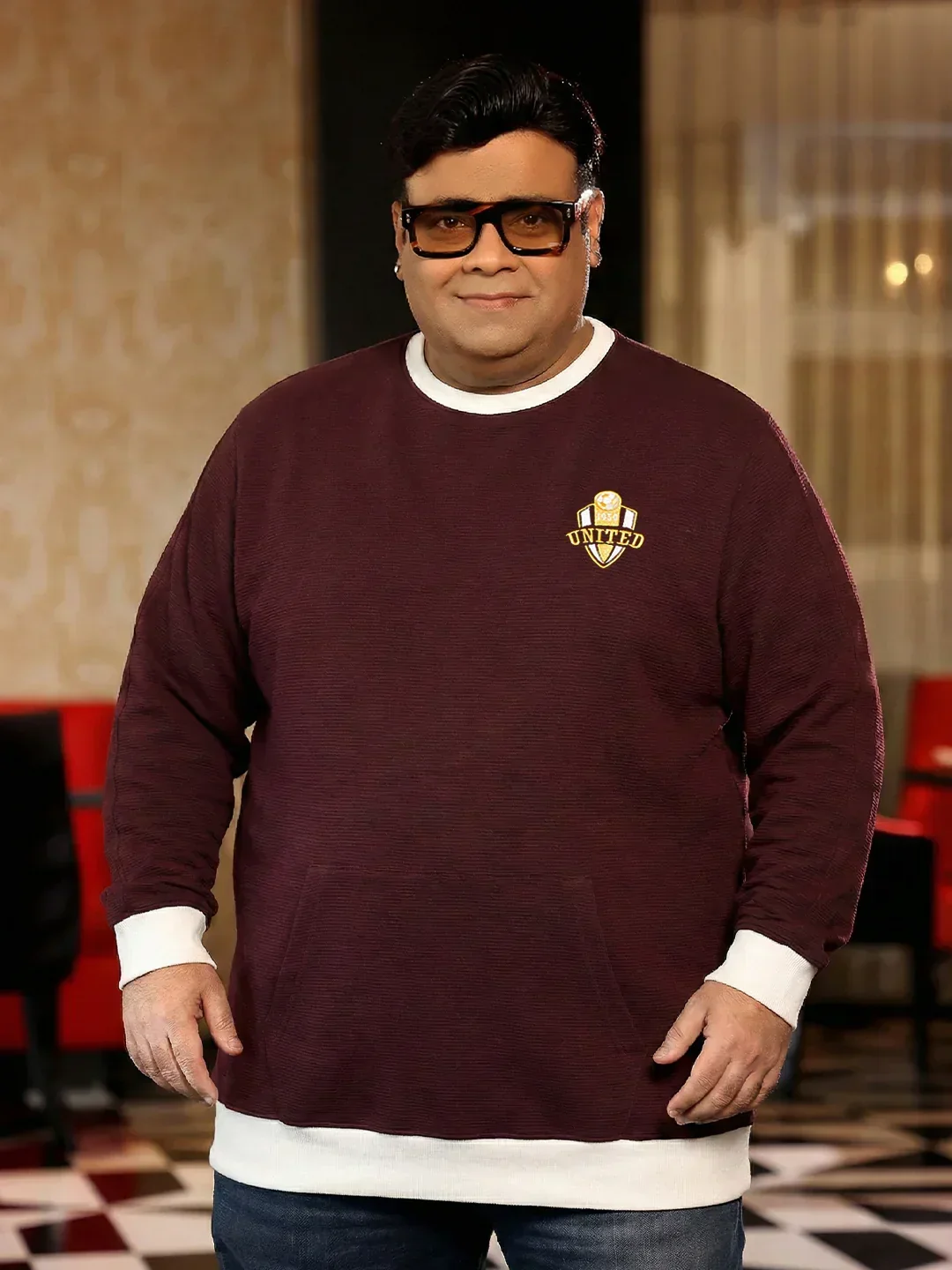 Men Plus Size Everfrost Maroon Solid Sweatshirt