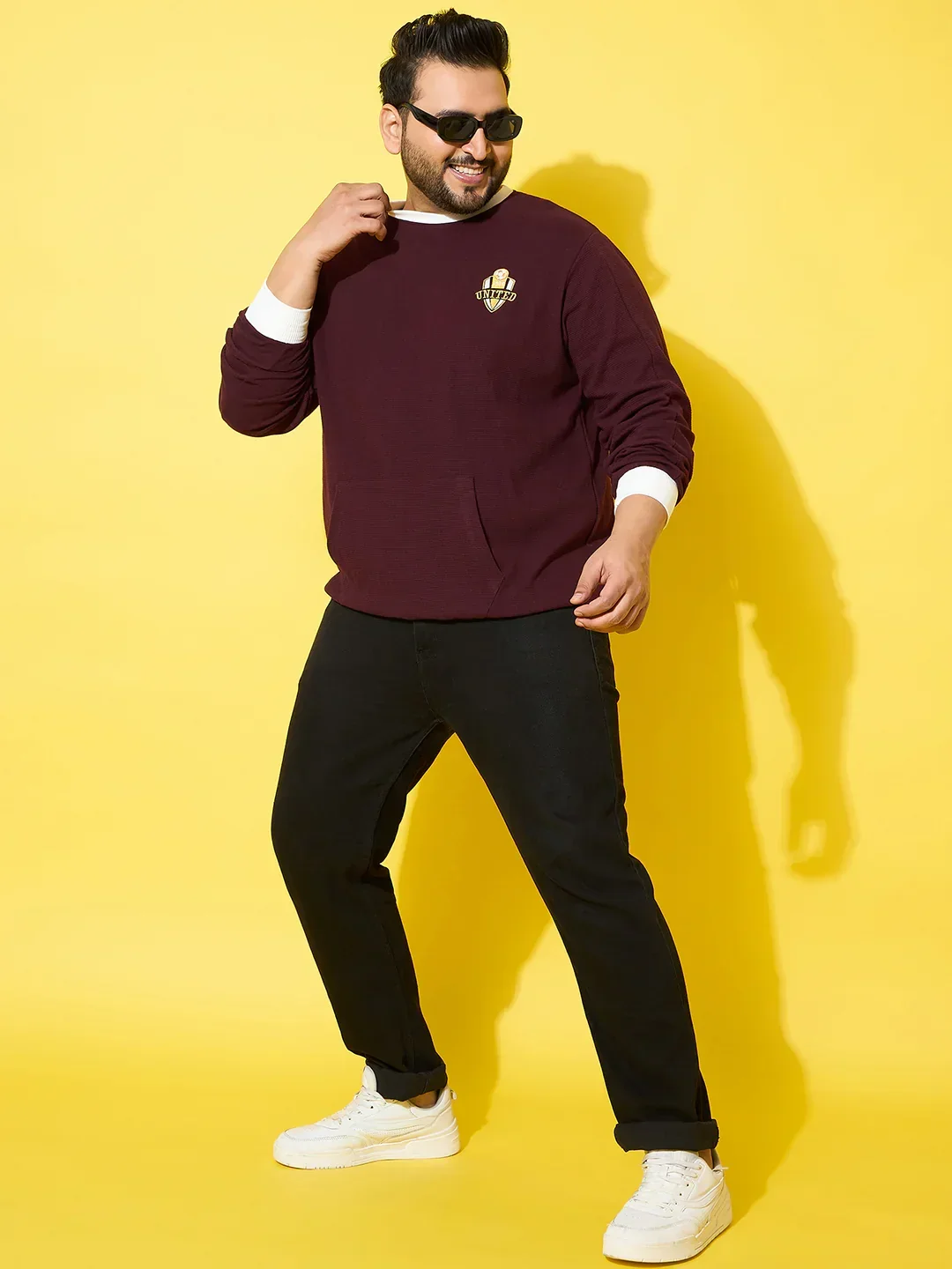Men Plus Size Everfrost Maroon Solid Sweatshirt - Image 2