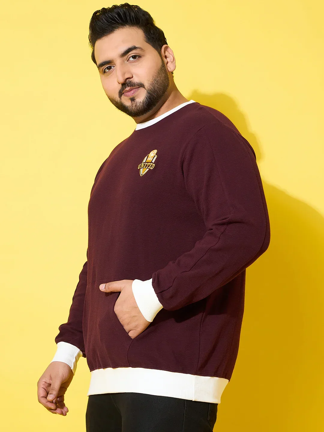 Men Plus Size Everfrost Maroon Solid Sweatshirt - Image 4