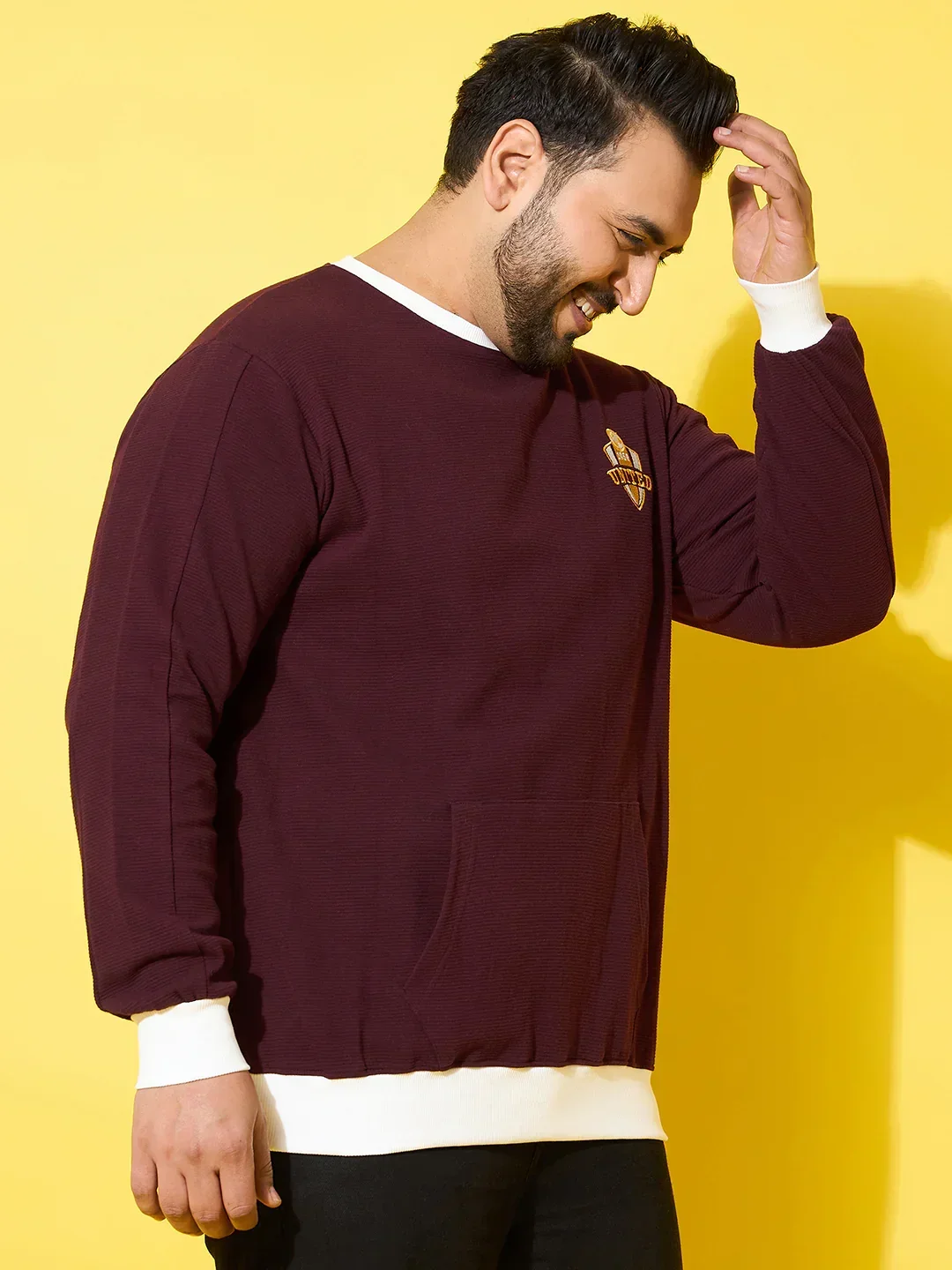 Men Plus Size Everfrost Maroon Solid Sweatshirt - Image 5
