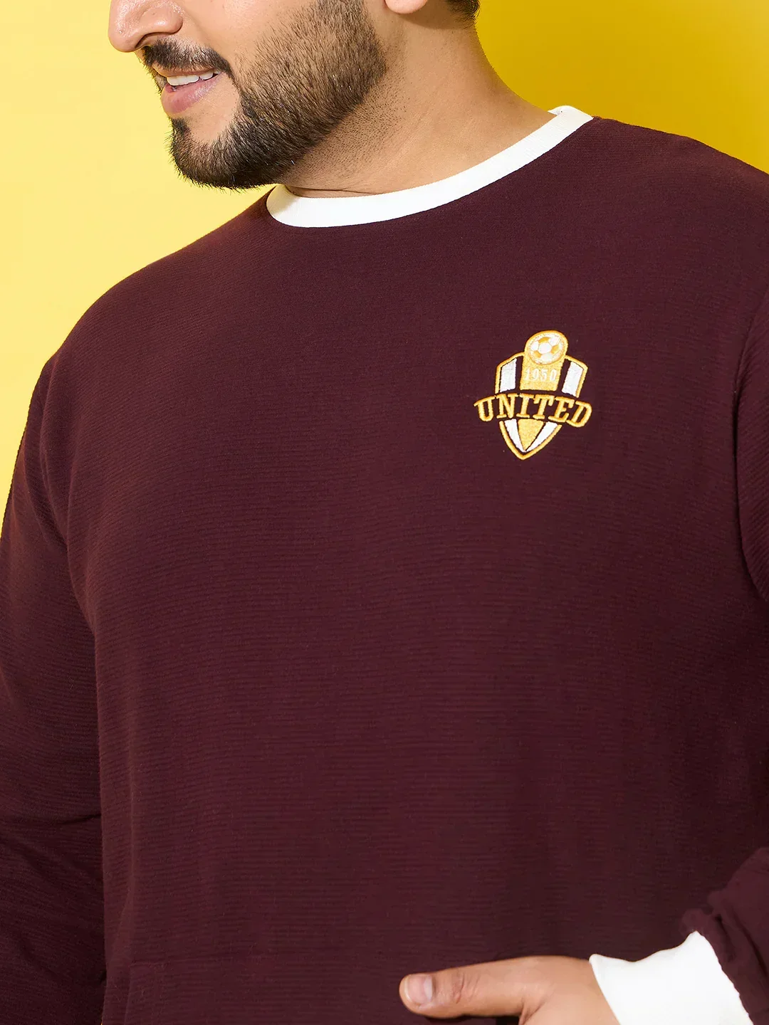 Men Plus Size Everfrost Maroon Solid Sweatshirt - Image 6