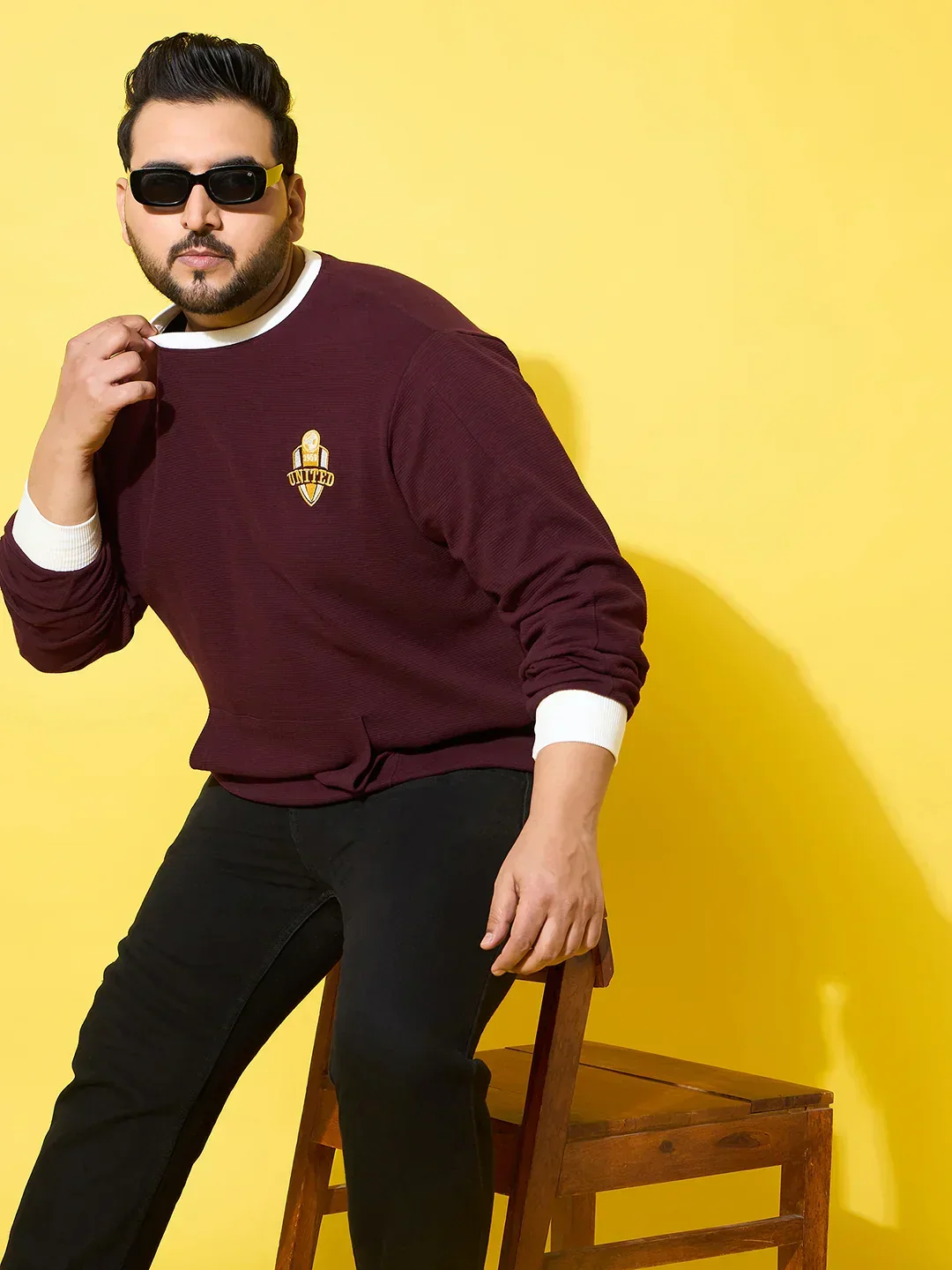Men Plus Size Everfrost Maroon Solid Sweatshirt - Image 7