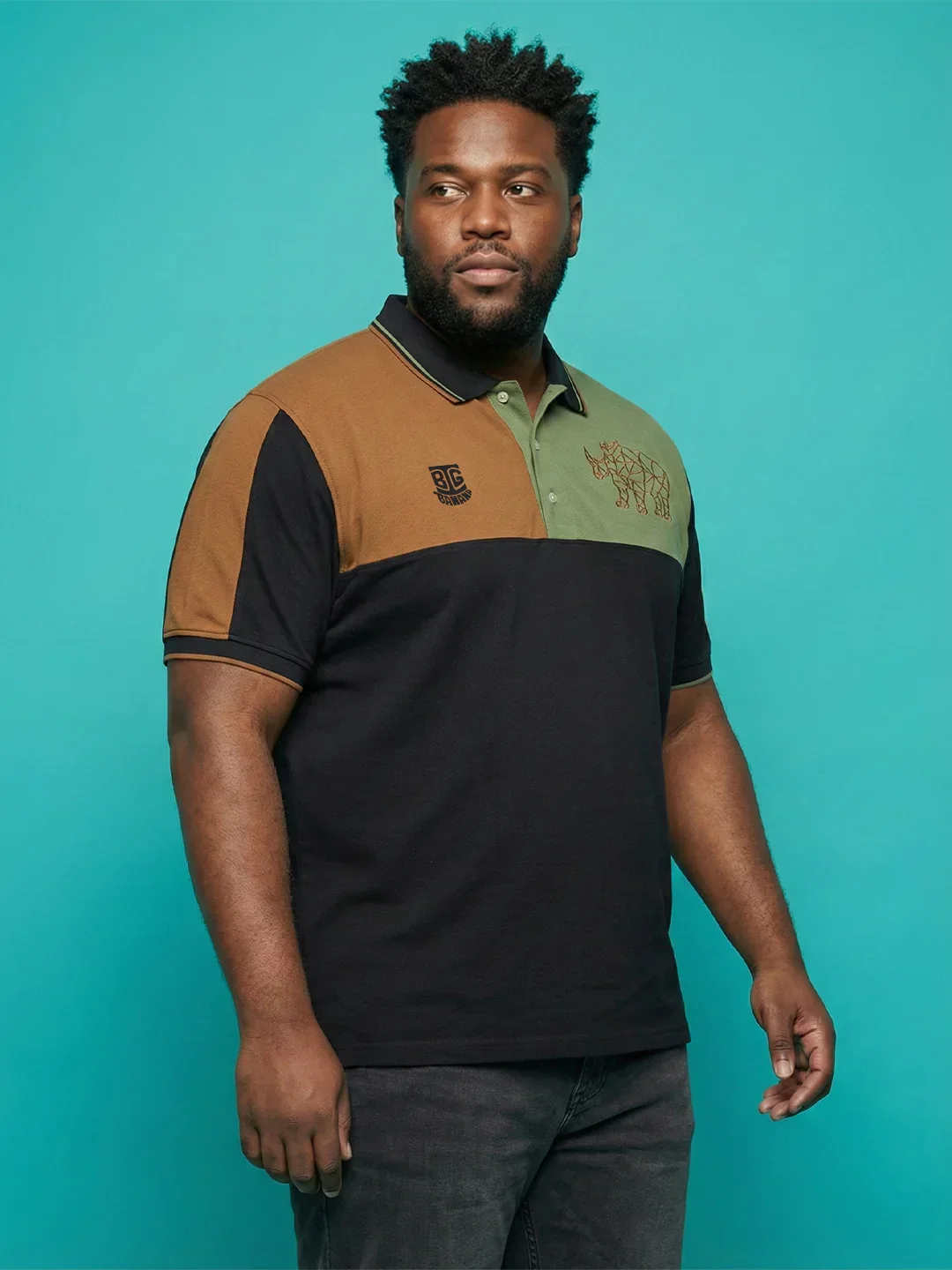 Men Plus Size Fablet Colorblock Polo Tshirt - Image 3