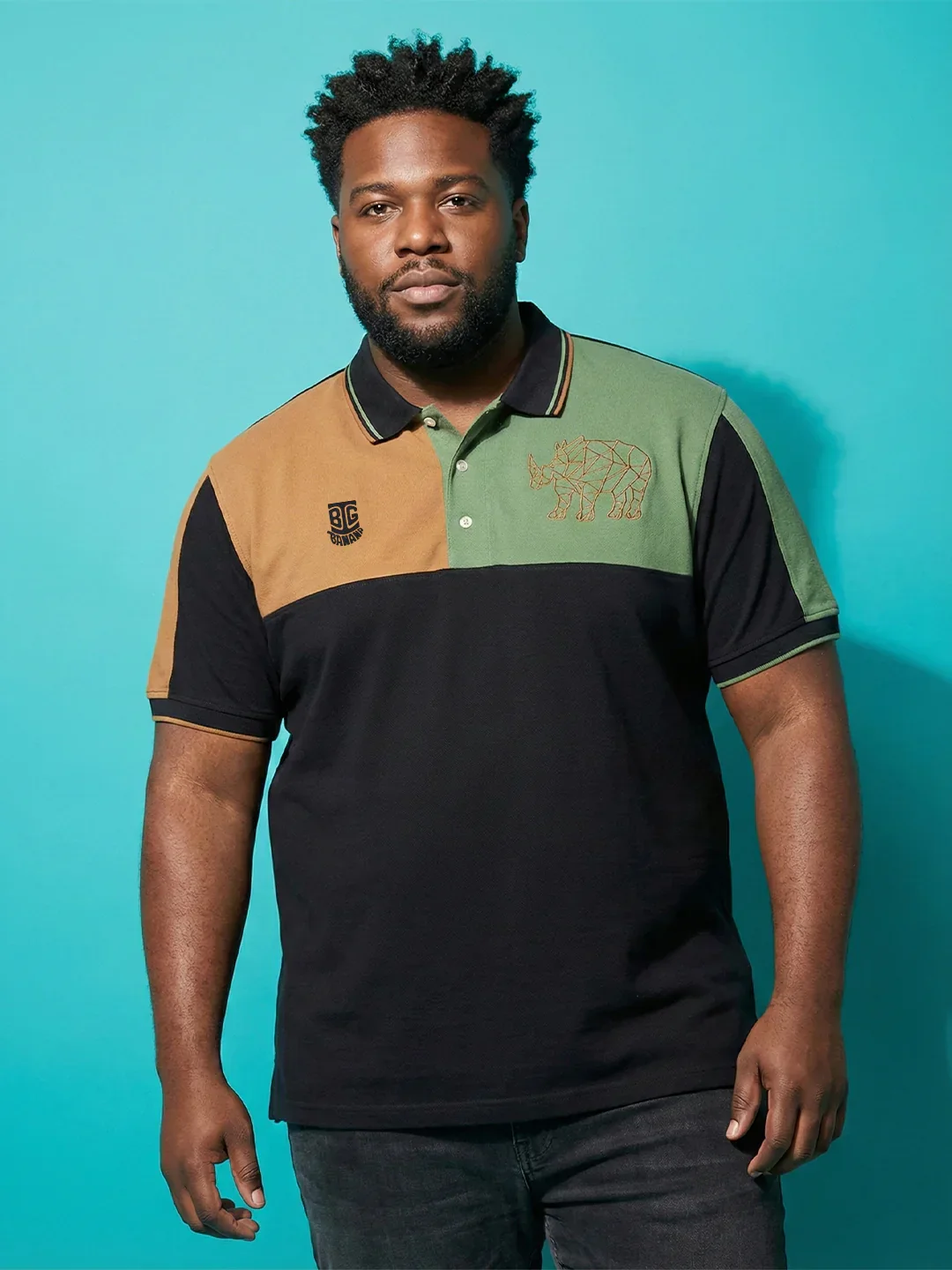 Men Plus Size Fablet Colorblock Polo Tshirt - Image 7