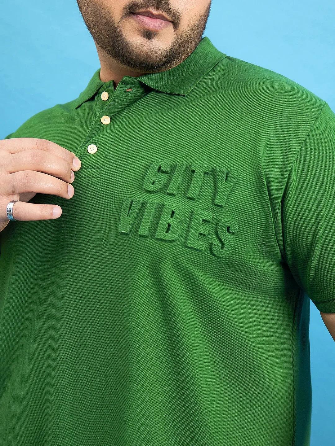 Men Plus Size Farrow Bottle Green Solid Polo Tshirt - Image 6