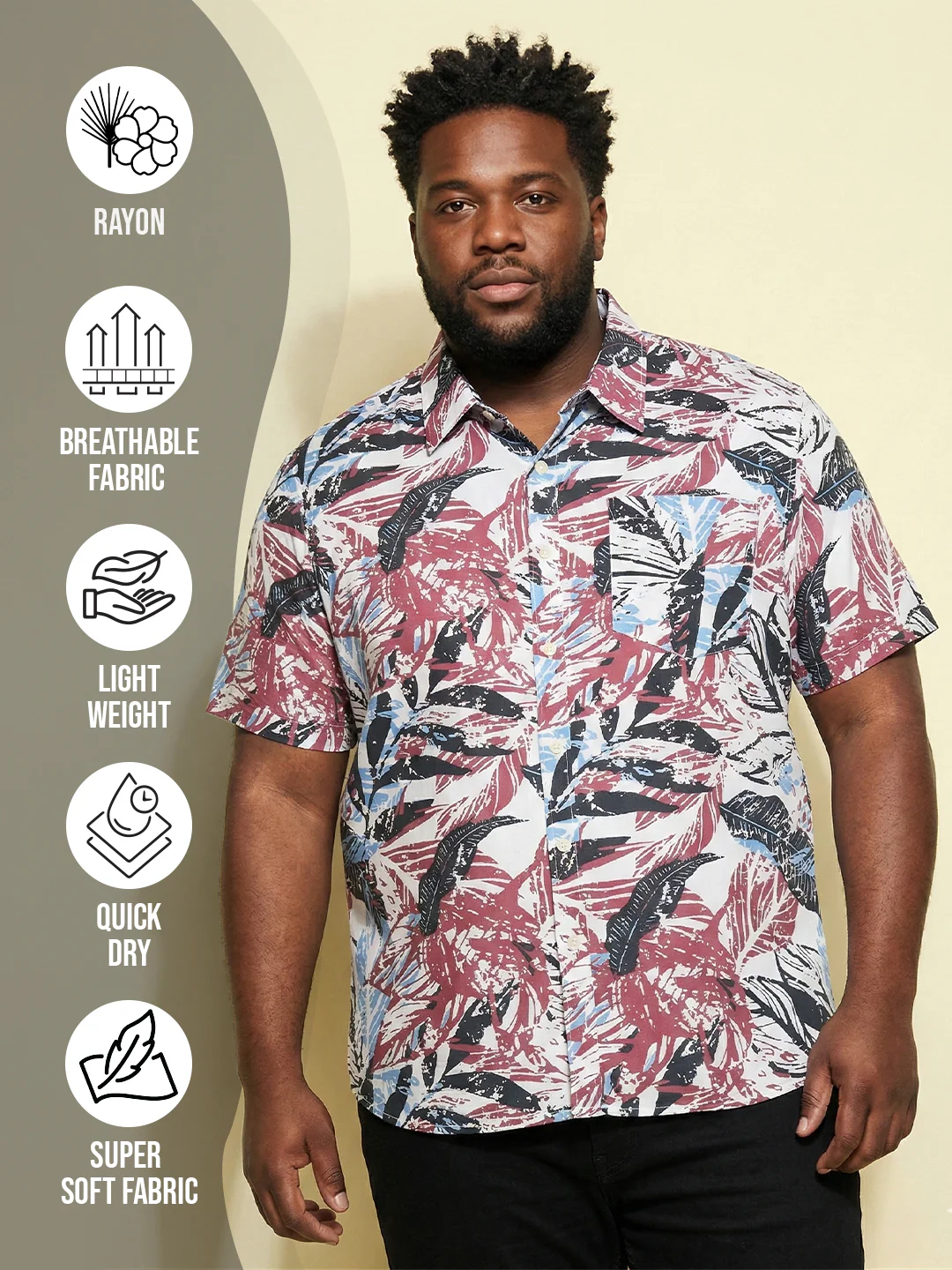 Men Plus Size Featherboat Multicolor Printed Casual Shirt - Image 2