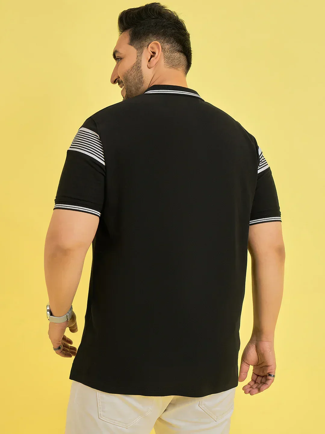 Men Plus Size Fenders Black Colorblock Polo Tshirt - Image 5