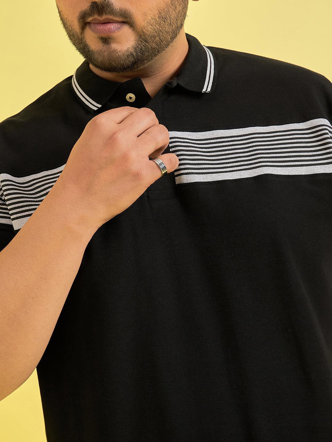 Men Plus Size Fenders Black Colorblock Polo Tshirt - Image 6