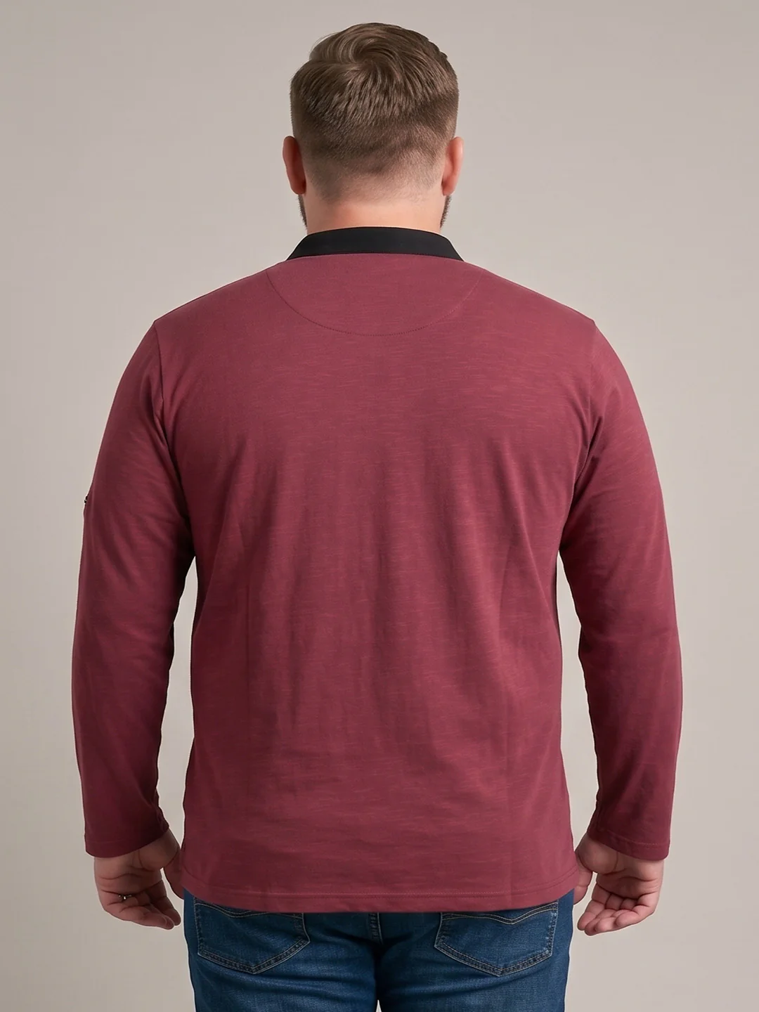 Men Plus Size Festoon Maroon Solid Henley - Image 3