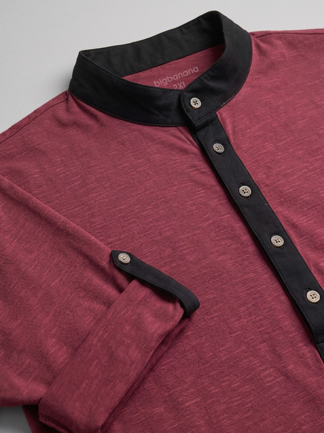 Men Plus Size Festoon Maroon Solid Henley - Image 4