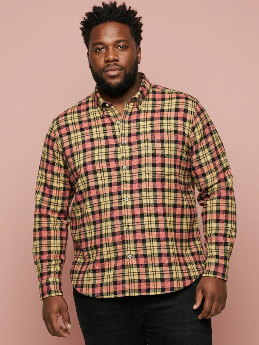 Men Plus Size Fireline Multicolor Checkered Casual Shirt - Image 2