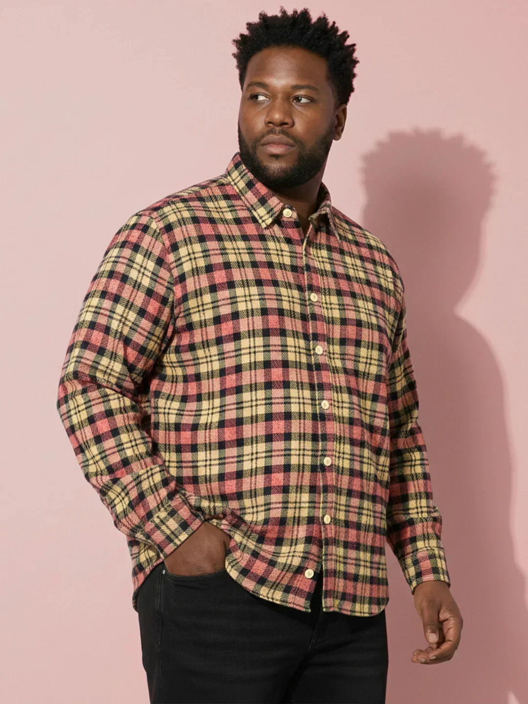 Men Plus Size Fireline Multicolor Checkered Casual Shirt - Image 3