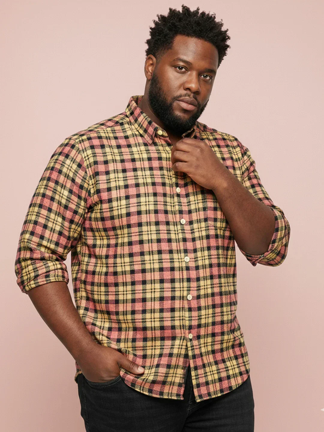 Men Plus Size Fireline Multicolor Checkered Casual Shirt - Image 7