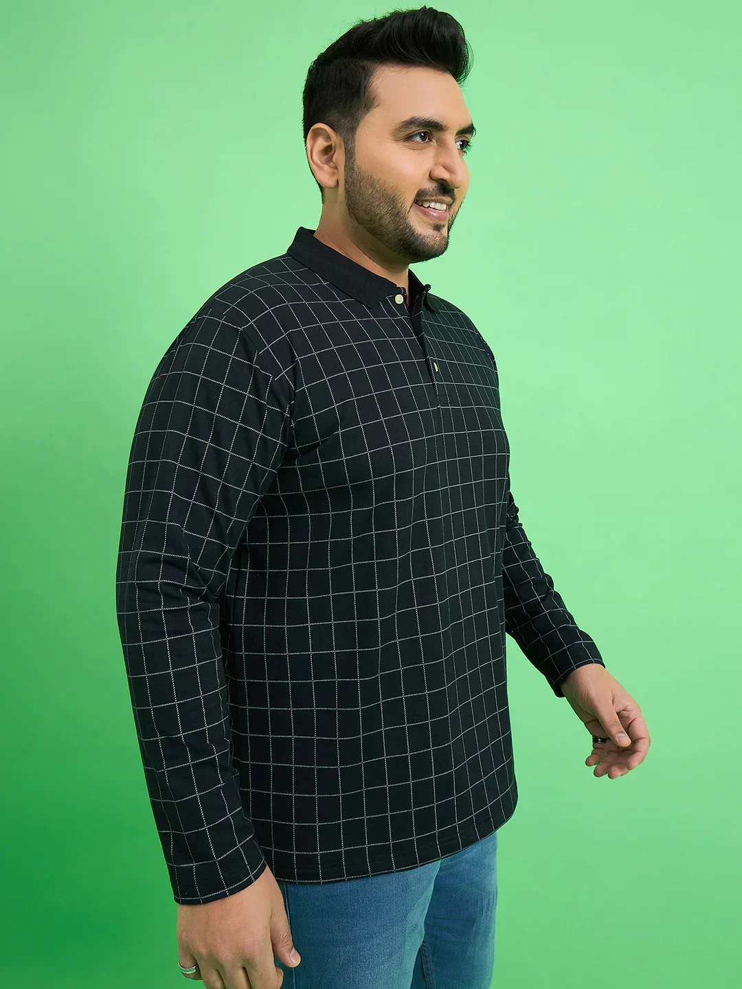 Men Plus Size Fizz Check Polo Tshirt - Image 4