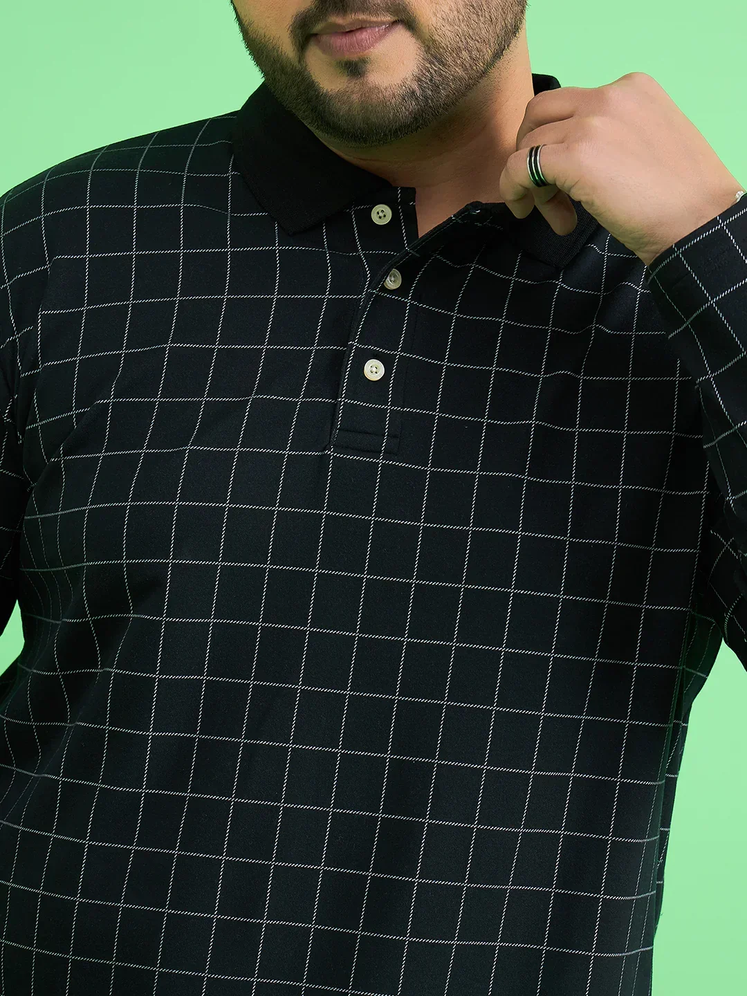 Men Plus Size Fizz Check Polo Tshirt - Image 6
