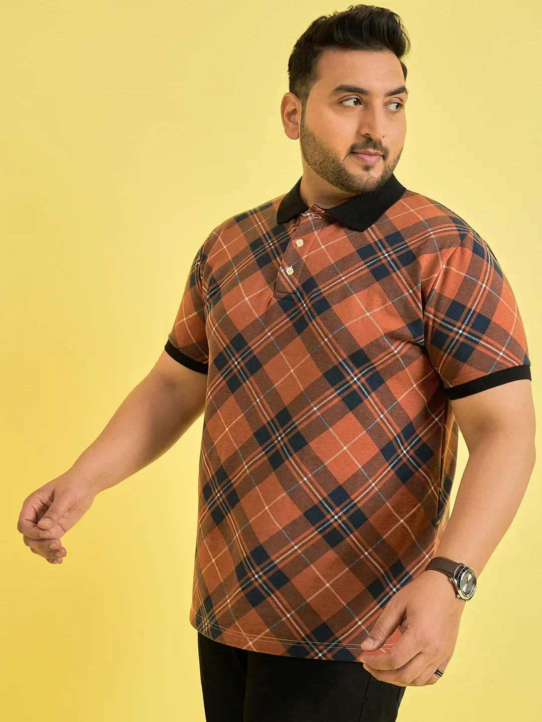 Men Plus Size Flavescent Check Polo Tshirt - Image 3