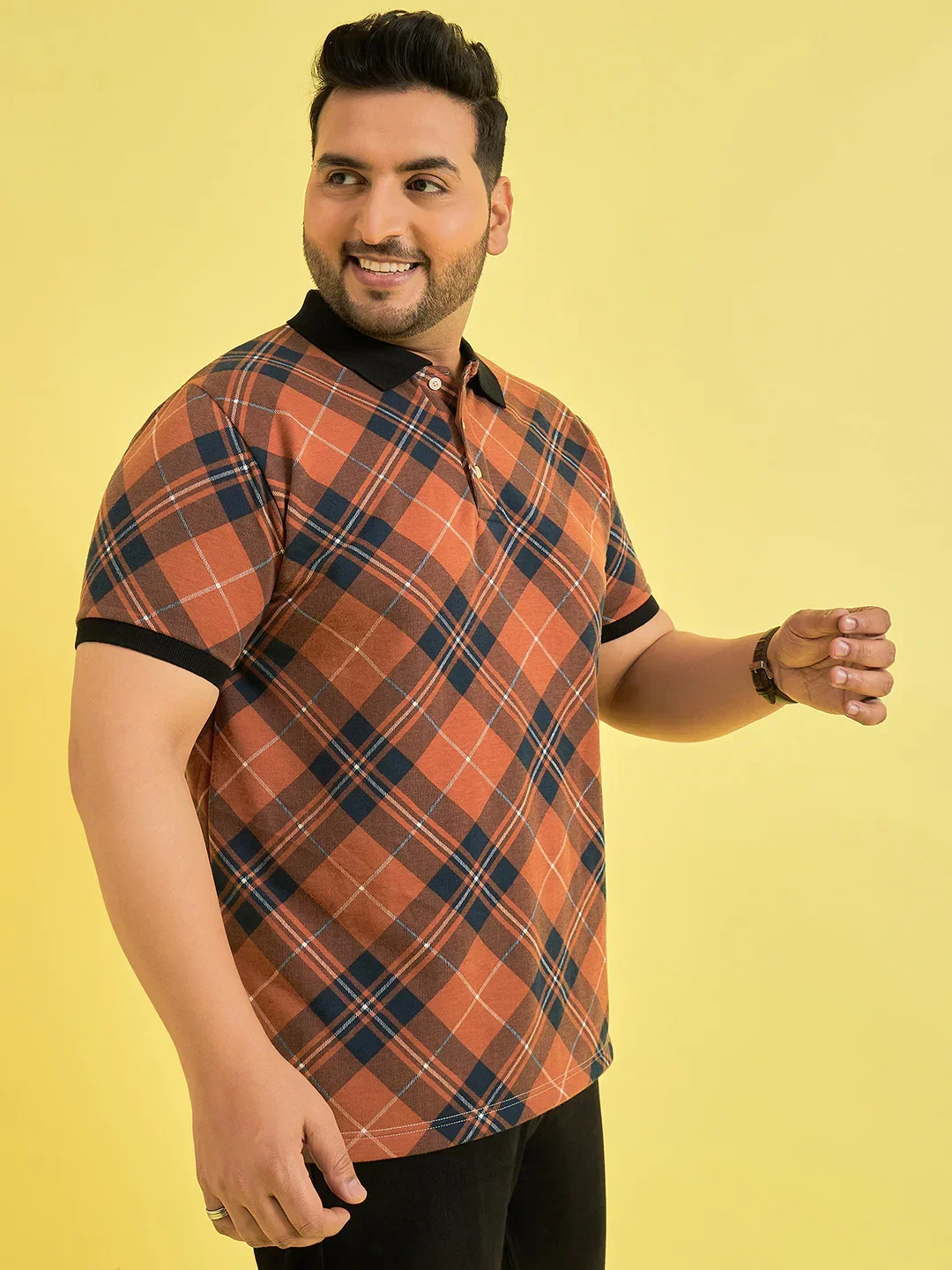 Men Plus Size Flavescent Check Polo Tshirt - Image 4