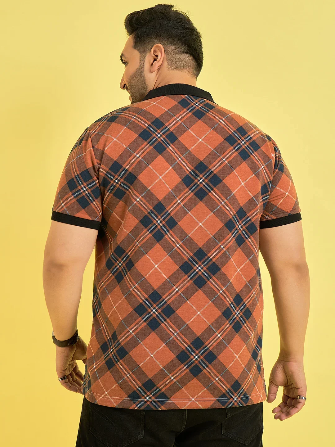 Men Plus Size Flavescent Check Polo Tshirt - Image 5