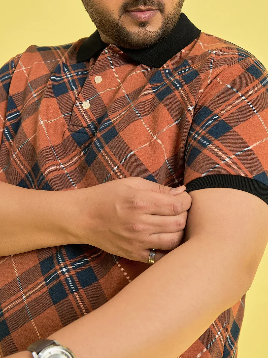 Men Plus Size Flavescent Check Polo Tshirt - Image 6