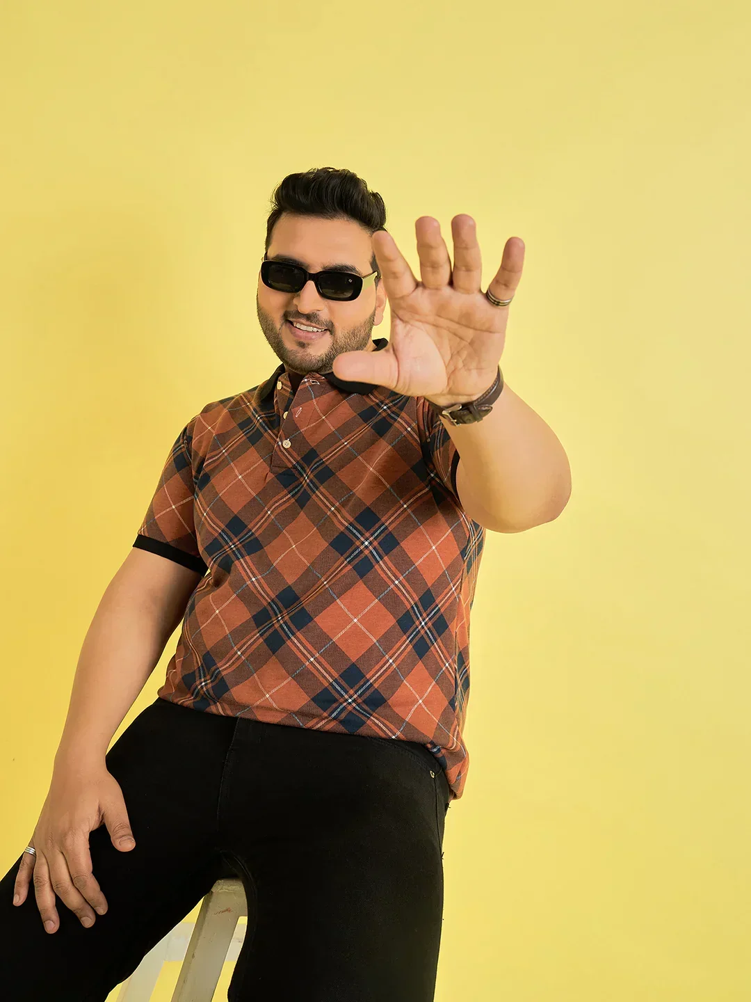 Men Plus Size Flavescent Check Polo Tshirt - Image 7