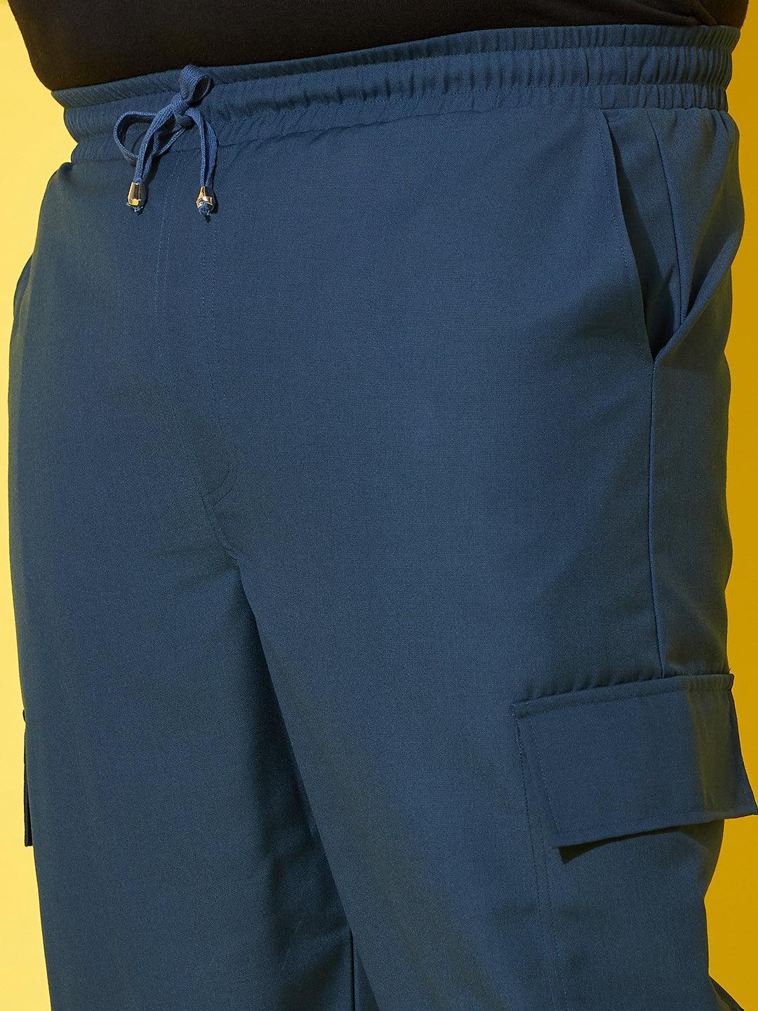 Men Plus Size Flex-Blue Solid Trouser - Image 4