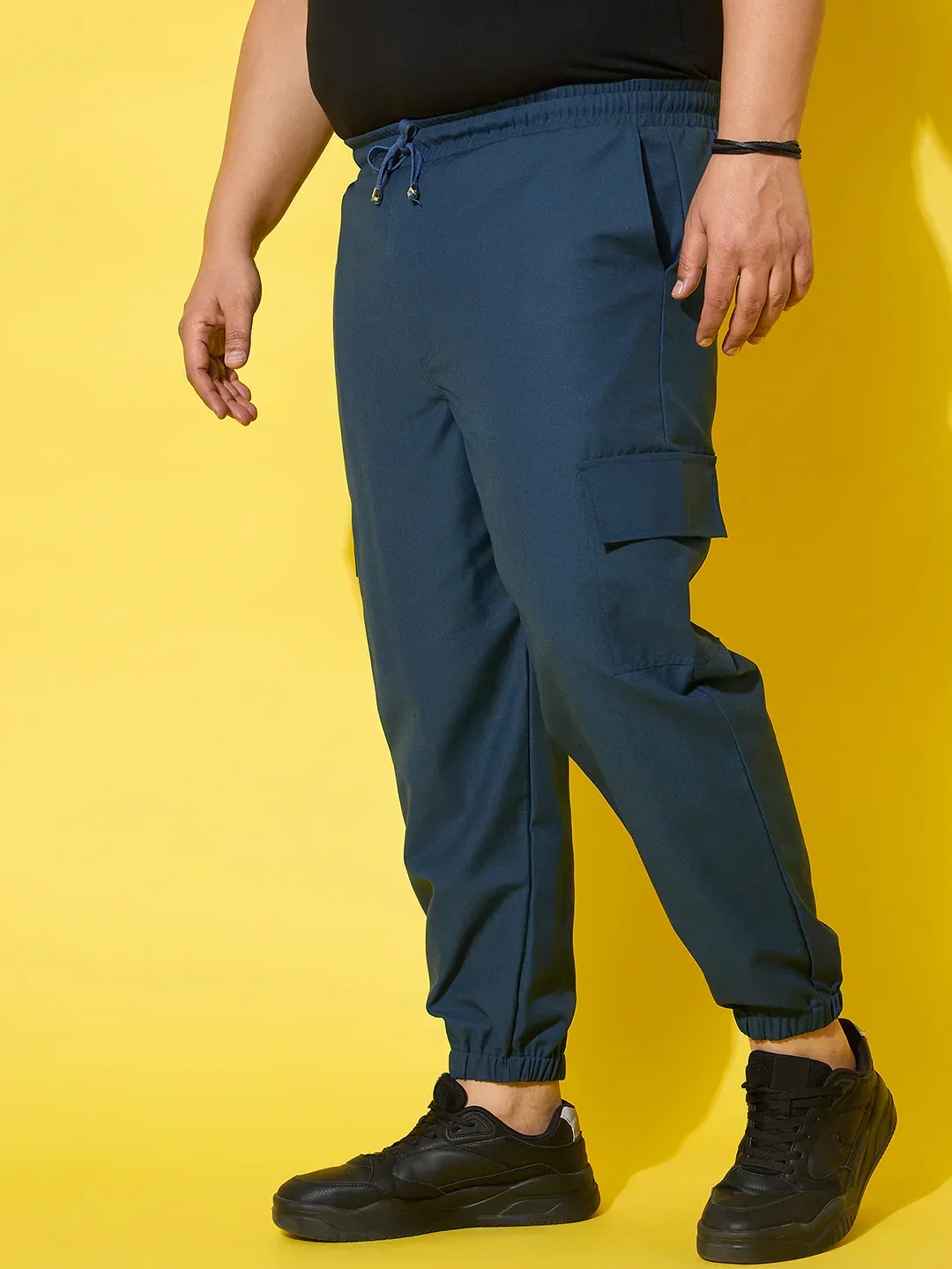 Men Plus Size Flex-Blue Solid Trouser - Image 5