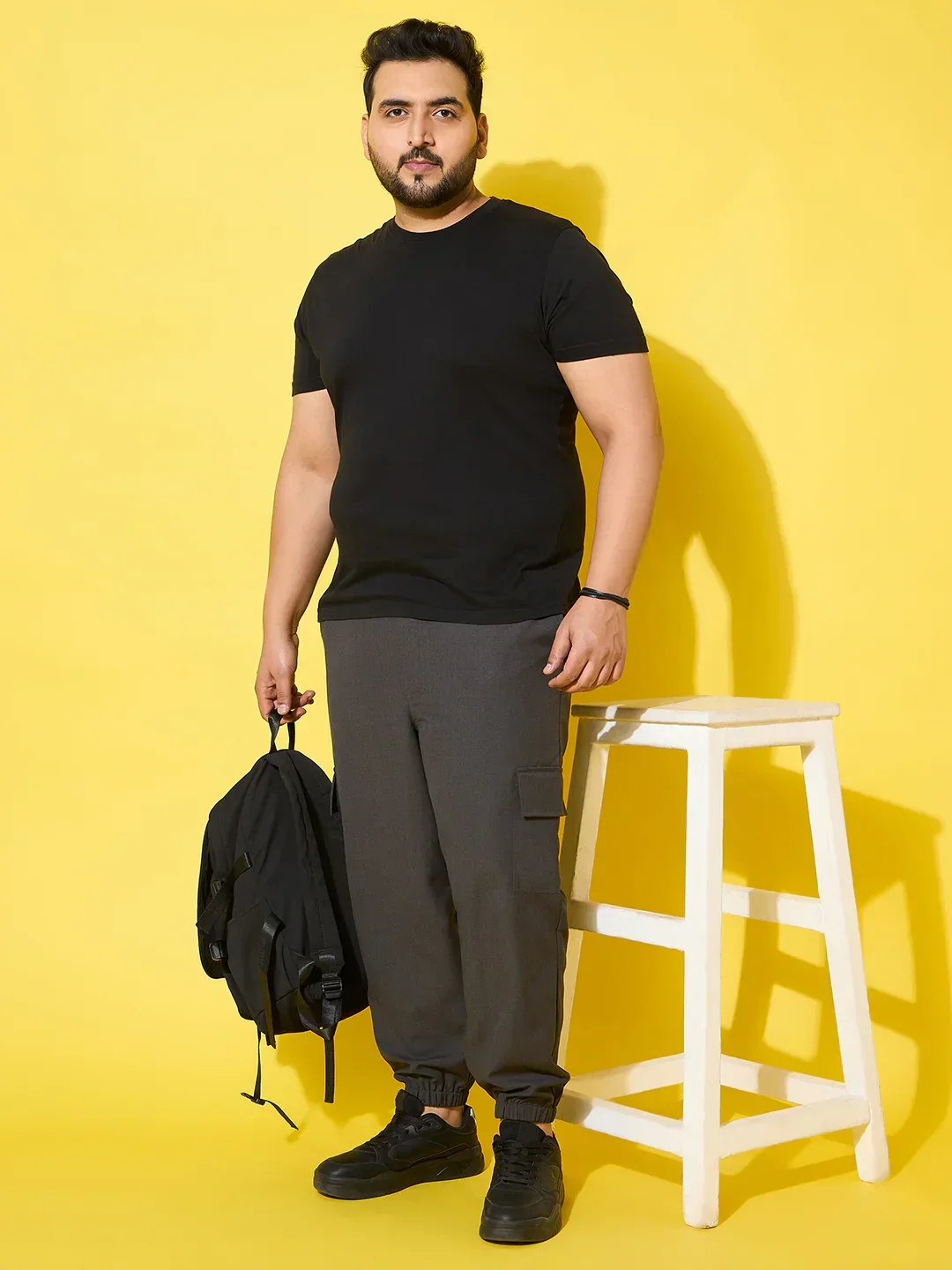 Men Plus Size Flex-Grey Solid Trouser - Image 2