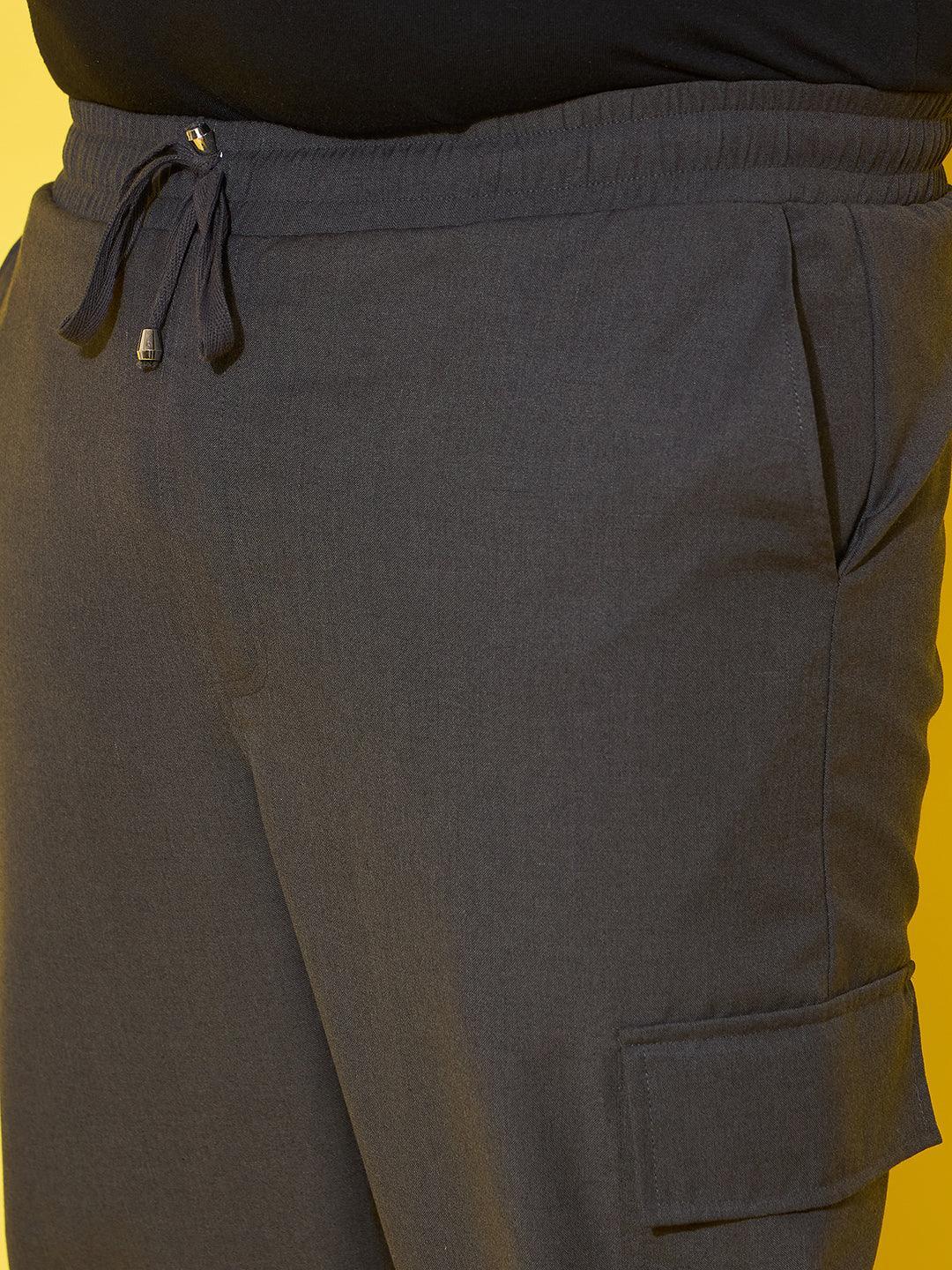 Men Plus Size Flex-Grey Solid Trouser - Image 5