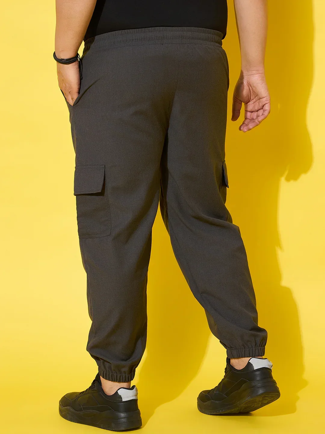 Men Plus Size Flex-Grey Solid Trouser - Image 6