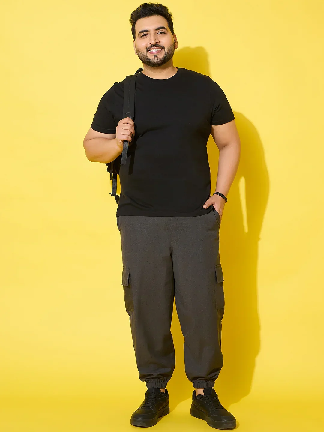 Men Plus Size Flex-Grey Solid Trouser - Image 7