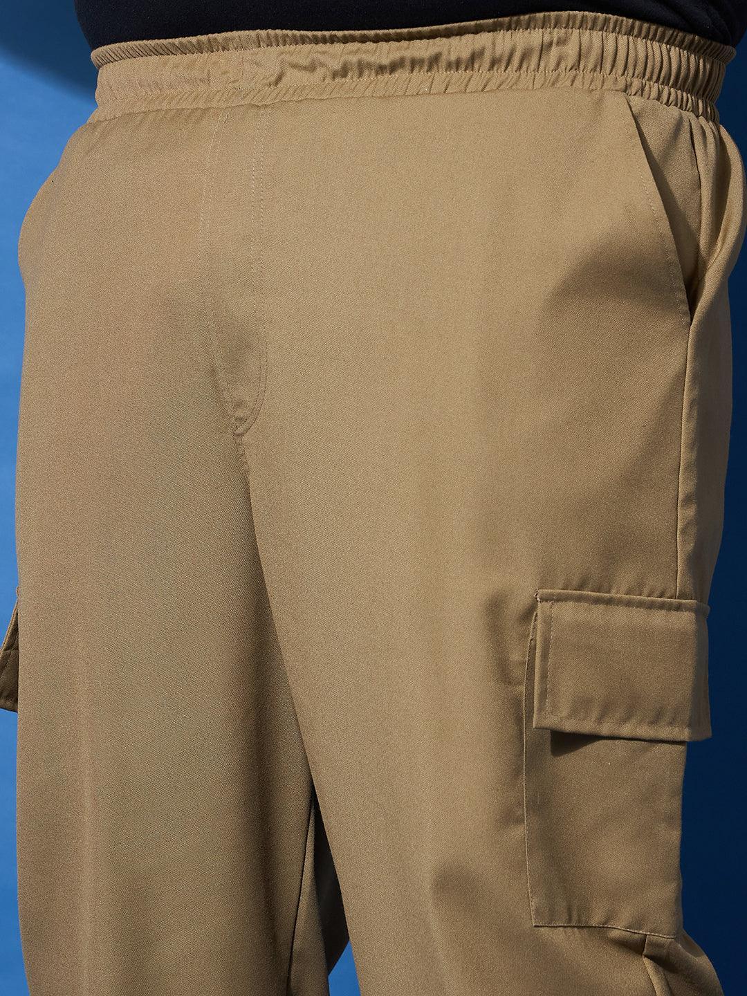Men Plus Size Flex-Khakhi Solid Trouser - Image 5