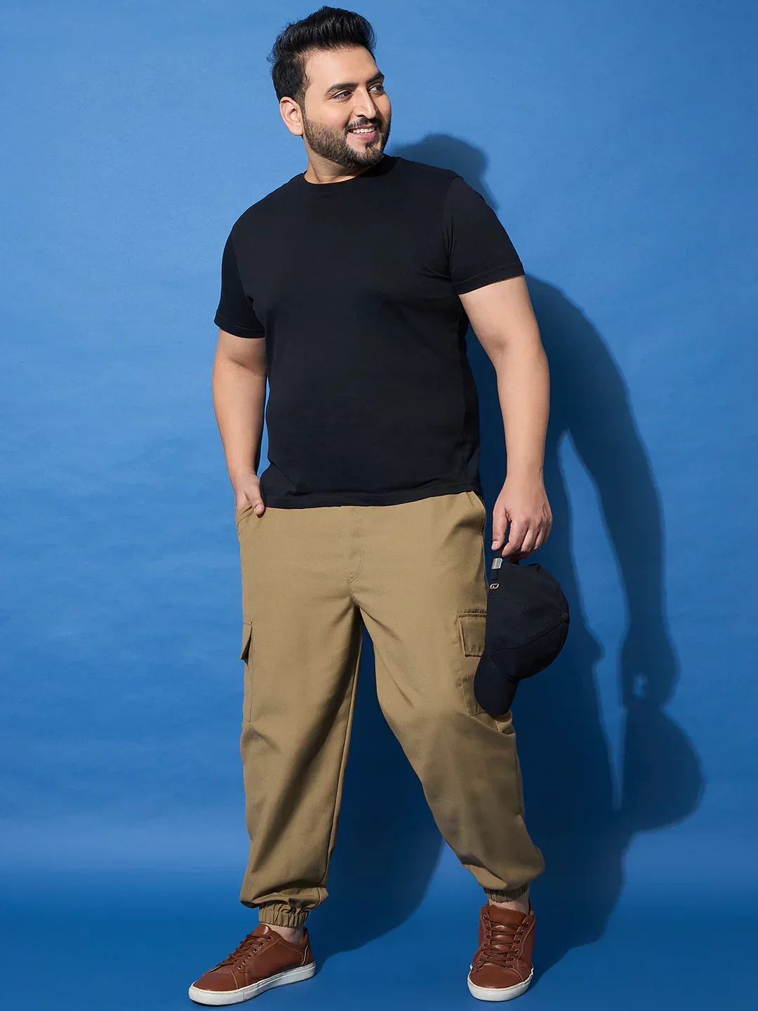 Men Plus Size Flex-Khakhi Solid Trouser - Image 7