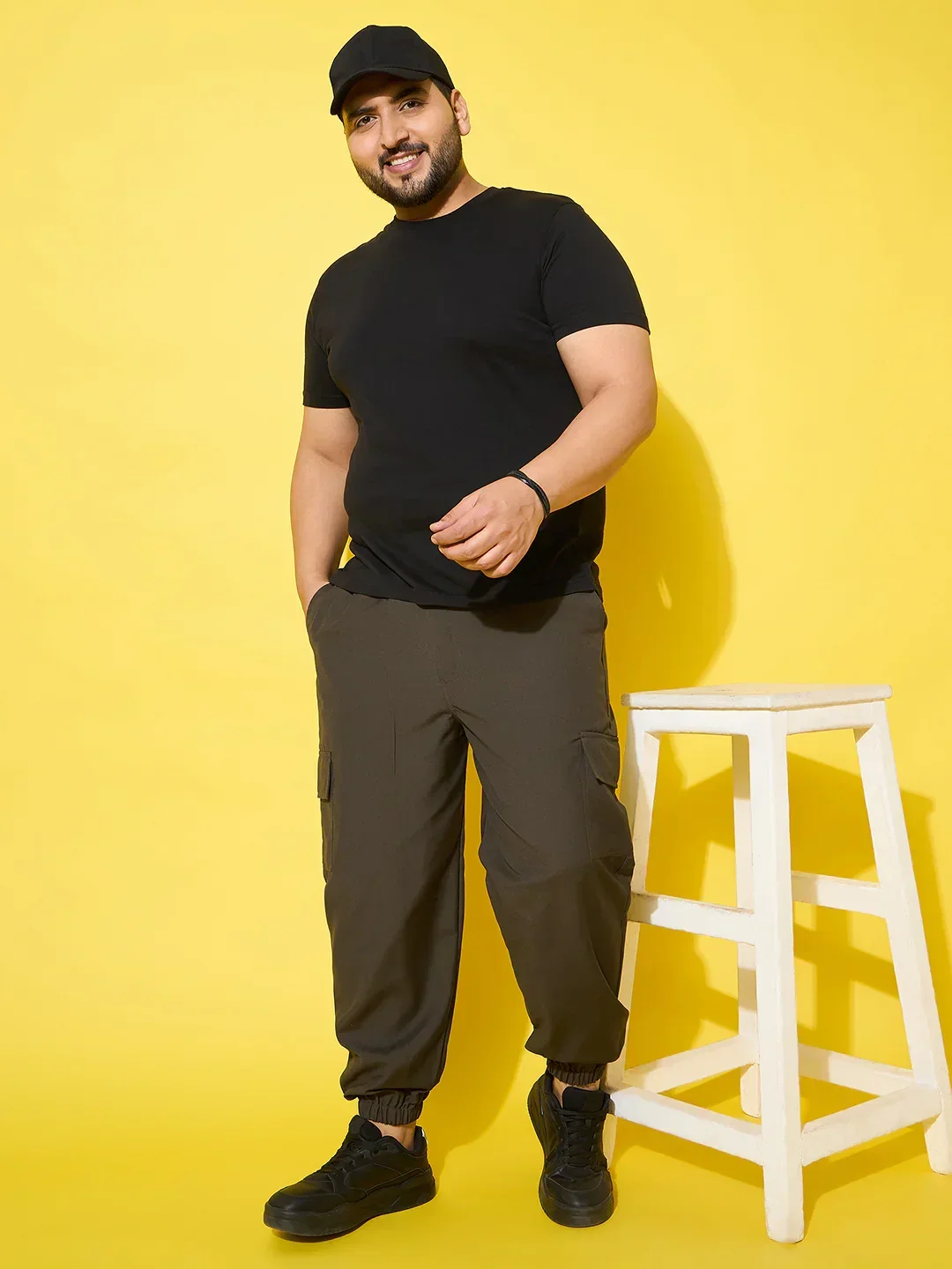 Men Plus Size Flex-Olive Solid Trouser - Image 3