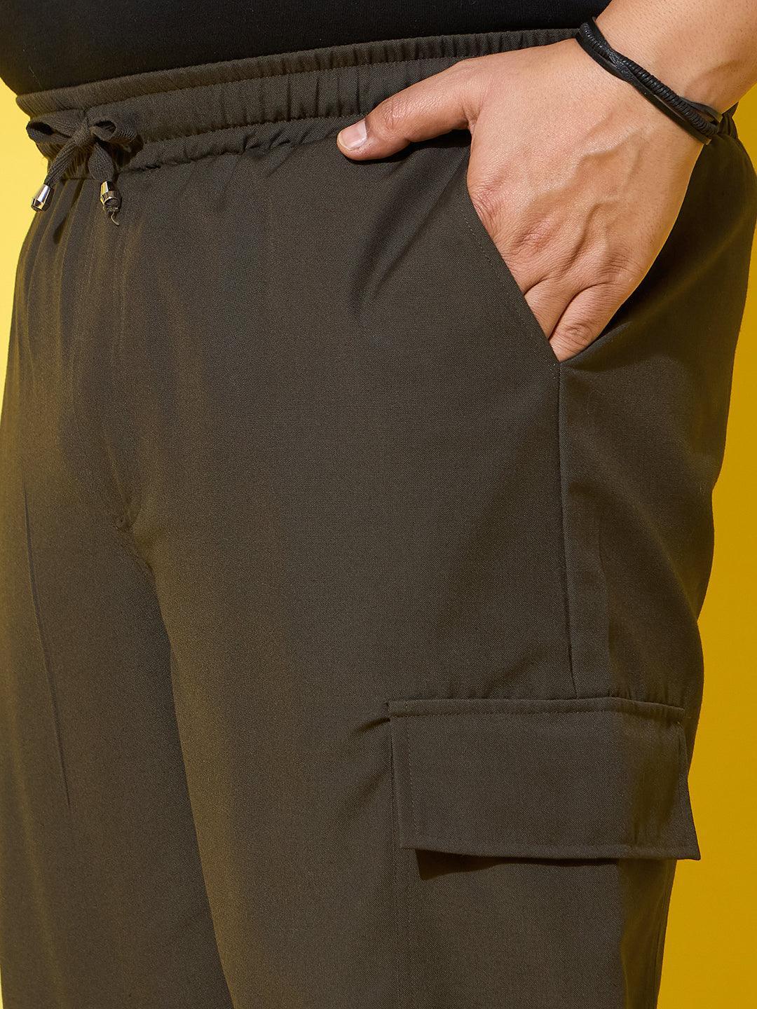 Men Plus Size Flex-Olive Solid Trouser - Image 6
