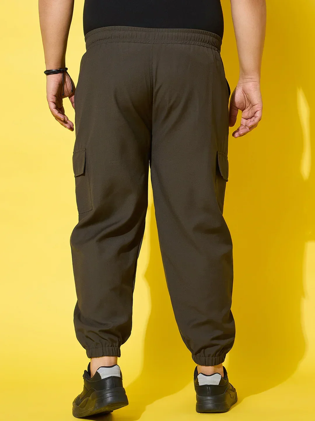 Men Plus Size Flex-Olive Solid Trouser - Image 7