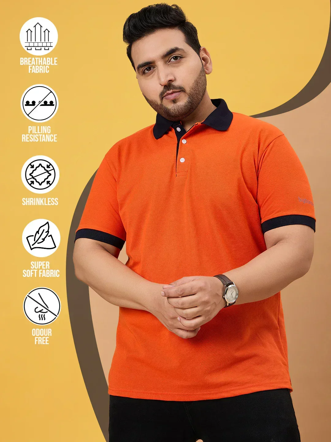 Men Plus Size Flexon Colorblock Polo Tshirt - Image 2