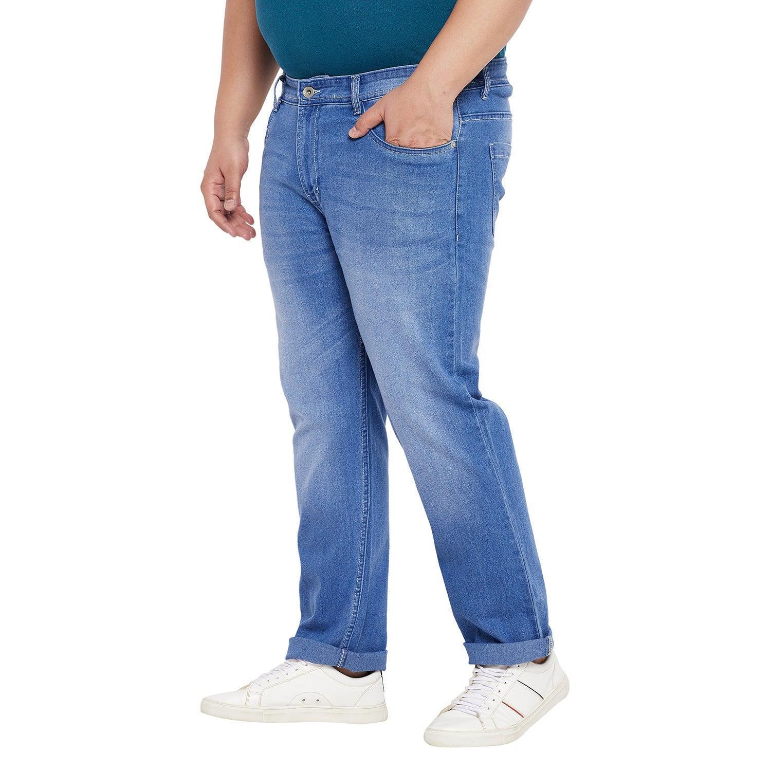 Men Plus Size Fobo Washed Indigo Denim - Image 3