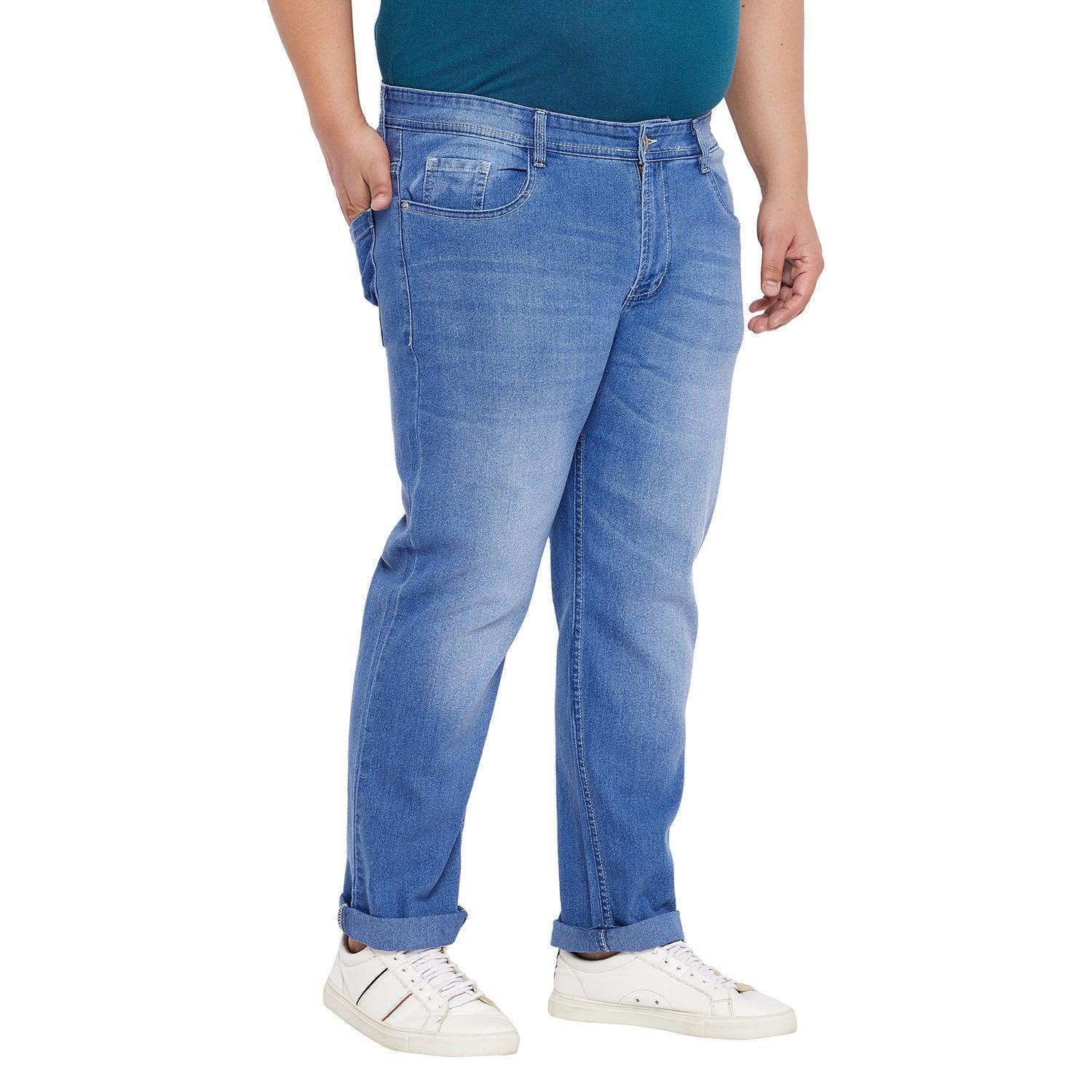 Men Plus Size Fobo Washed Indigo Denim - Image 4